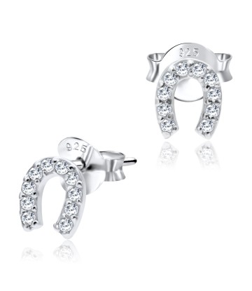 Horseshoe Shaped CZ Silver Ear Stud STS-3629